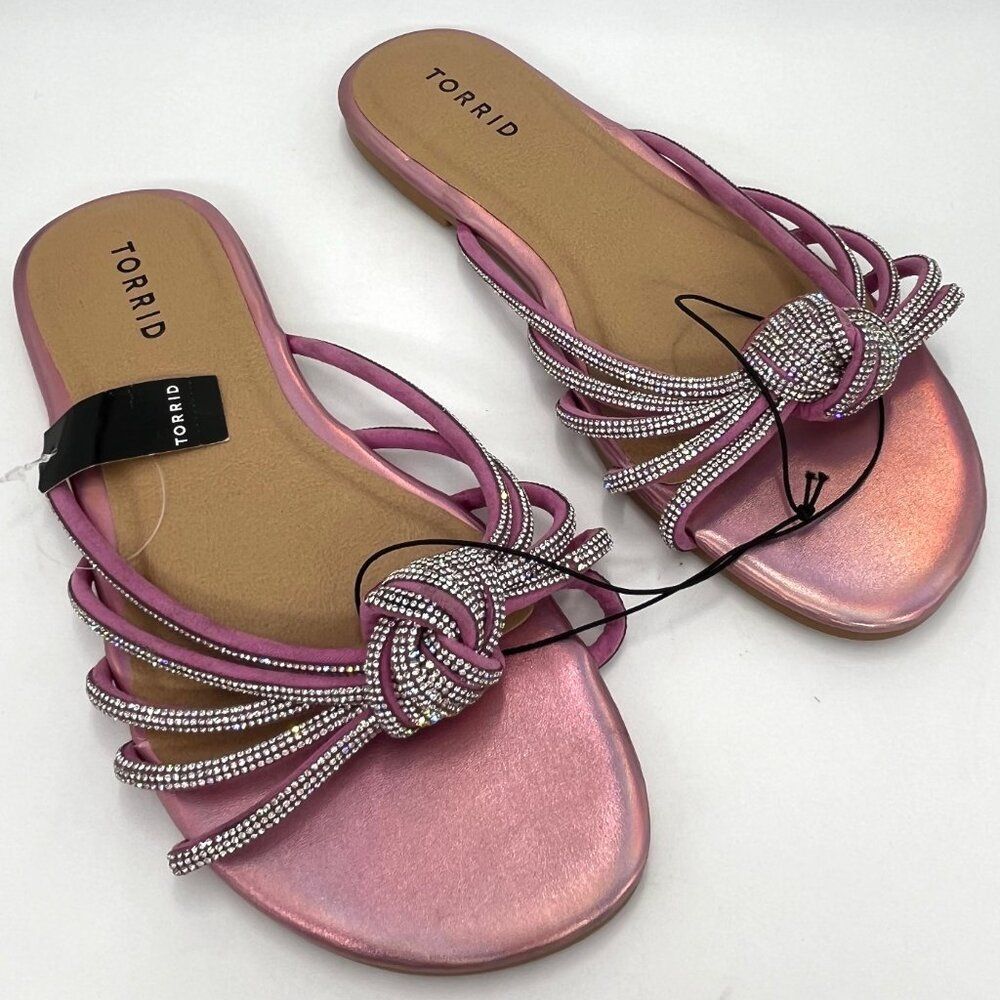 New Torrid Pink Embellished Twist Sandal - Size 8WW